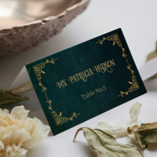 Cartão De Mesa Vintage Dark Green