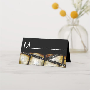 Cartão De Mesa Vintage Dourada e Black Film Strip Watercolor