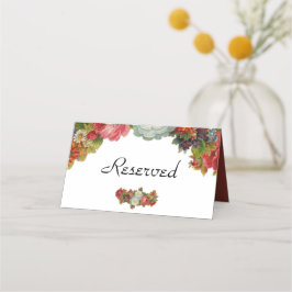 Cartão De Mesa Vintage Marsala Red Floral Casamento Reservado