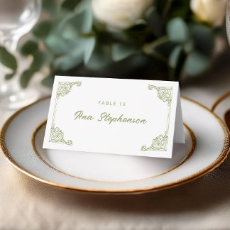 Cartão De Mesa Vintage Olive Antiga Frame Place Card