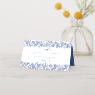 Cartão De Mesa Vintage Rustic French Blue Floral Casamento