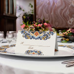 Cartão De Mesa Vintage Talavera Azulejo azulejos Azulejo<br><div class="desc">Vintage Talavera Azulejo azulejos castanhos azuis mediterrâneos cartões de casamento,  ornamentos de vintage cartões de lugar elegantes decoração de recepção de casamento</div>