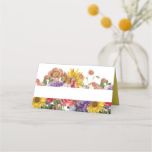 Vintage Wildflower Wedding Place Card