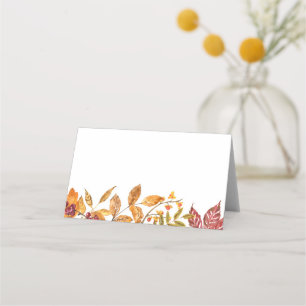 Cartão De Mesa Watercolor Autumn Deixa Casamento outono