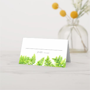 Cartão De Mesa Watercolor Chartreuse Green Fern deixa Garland