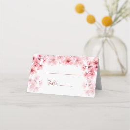Cartão De Mesa Watercolor Cherry Blossom Pink White Wedding