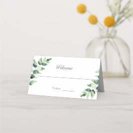 Cartão De Mesa Watercolor Eucalyptus Wedding | White