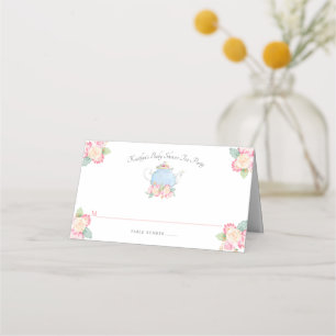 Cartão De Mesa Watercolor Floral Tea Party CHÁ DE FRALDAS