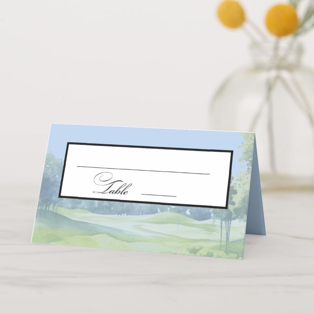 Cartão De Mesa Watercolor Golf Theme Wedding Place Card (Criador carregado)