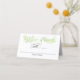 Cartão De Mesa Watercolor Greenery Laurel Wreath Wedding