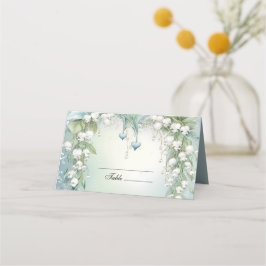 Cartão De Mesa Watercolor Lily do Vale Place Card