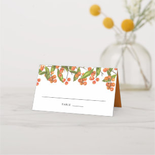 Cartão De Mesa Watercolor Orange Buckthorn Berries Summer Wedges
