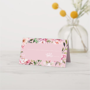 Cartão De Mesa Watercolor Peony Magnolia Floral Pink Casamento