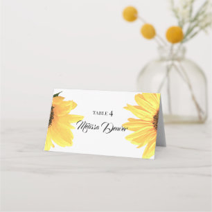 Cartão De Mesa Watercolor Sunflower Wedding