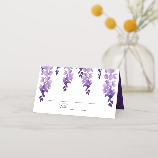 Cartão De Mesa Watercolor Wisteria | Casamento (Frente)