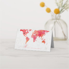Cartão De Mesa Watercolor World Map Mesa Seating