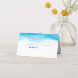 Cartão De Mesa Waves Watercolor Número da Tabela de Casamento de