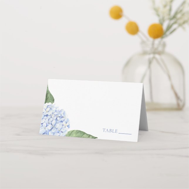 Cartão De Mesa Wedding Place Cards, Blue Hydrangea Classic Escort (Frente)