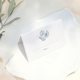 Cartão De Mesa Whimsical Doodle Blue Wedding Guest Table Number