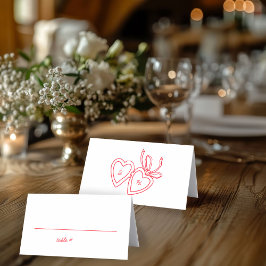 Cartão De Mesa Whimsical Heart Locket Doodle Sketch Modern CUSTOM