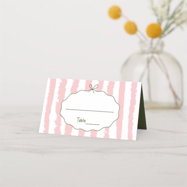 Cartão De Mesa Whimsical Stripes Handwritten Painted Wedding  (Frente)
