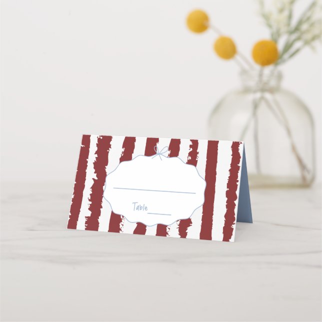 Cartão De Mesa Whimsical Stripes Handwritten Painted Wedding  (Frente)