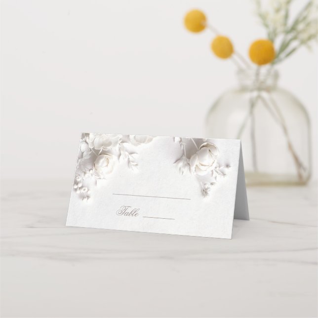 Cartão De Mesa White 3D Flowers Arched Wedding (Frente)