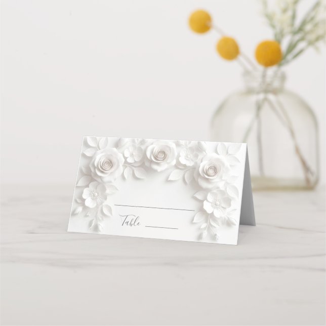 Cartão De Mesa White 3D Flowers Arched Wedding (Frente)