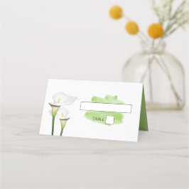 Cartão De Mesa White Calla Lily Watercolor Place Card