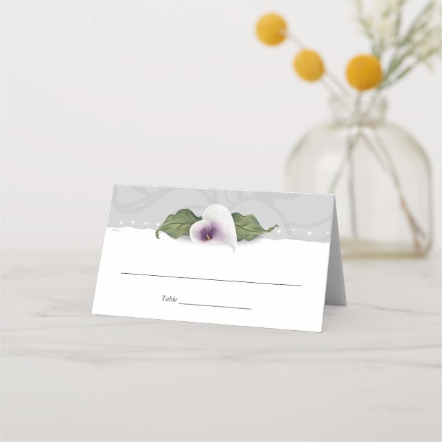 Cartão De Mesa White e Purple Calla Lily Wedding Elegant Floral (Frente)
