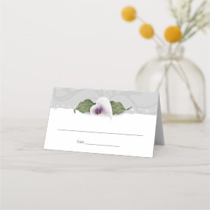 Cartão De Mesa White e Purple Calla Lily Wedding Elegant Floral