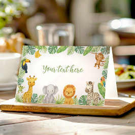 Cartão De Mesa Wild One Safari Animals Birthday Food Tent