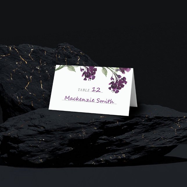 Cartão De Mesa Wildbloom | Flores Boêmicas Roxas Profundas (Criador carregado)