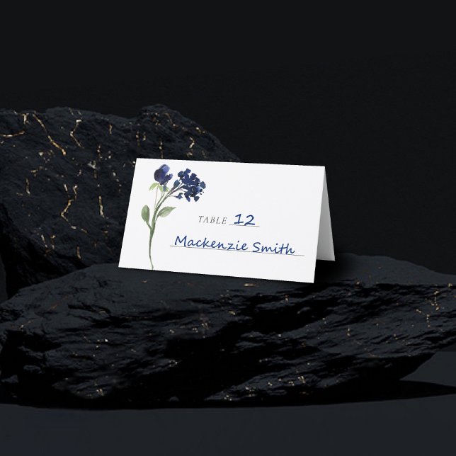 Cartão De Mesa Wildbloom | Flores de Jardim da Boêmia Azul Clássi (Criador carregado)