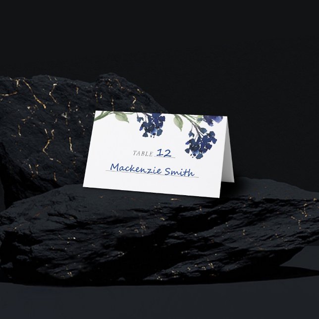 Cartão De Mesa Wildbloom | Flores de Jardim da Boêmia Azul Clássi (Criador carregado)