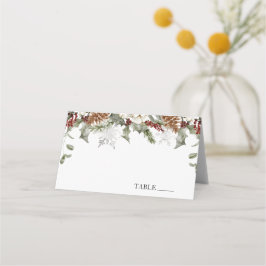 Cartão De Mesa Winter Evergreen Snowflakes Name Cards