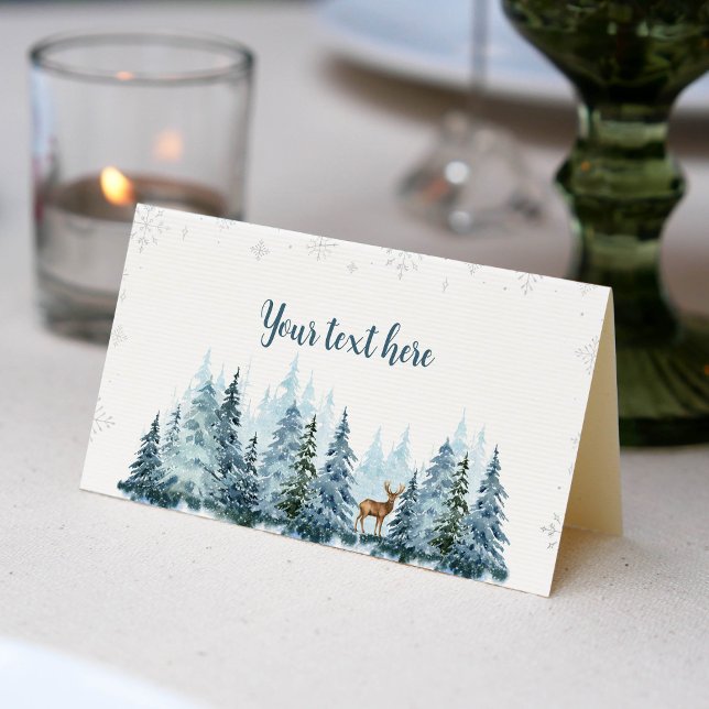 Cartão De Mesa Winter Onederland Deer Christmas Comida Place Card (Criador carregado)