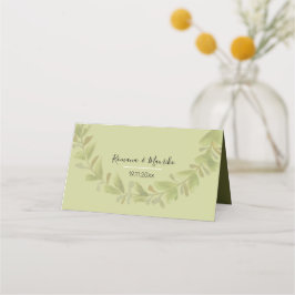 Cartão De Mesa Wreath Verde Elegante Personalizada