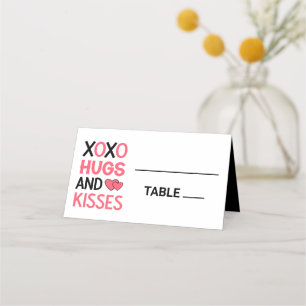 Cartão De Mesa XOXO Hugs Kisses Chá de panela Casamento Negro