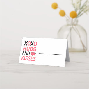 Cartão De Mesa XOXO Hugs Kisses Chá de panela Casamento Preto Ros