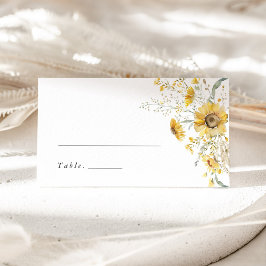 Cartão De Mesa Yellow Wildflower Sunflower Wedding Place Card