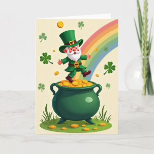 Cartão de Moeda de Ouro do Leprechaun Sortudo