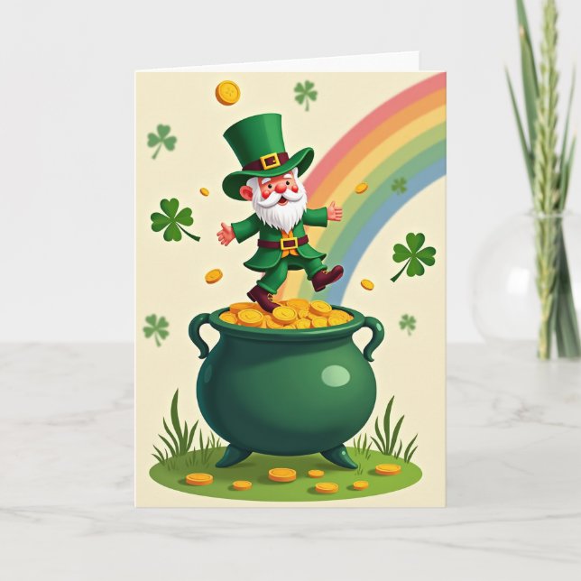 Cartão de Moeda de Ouro do Leprechaun Sortudo (Frente)