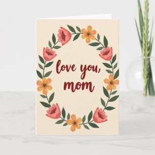 Cartão de Moldura Floral Ama-te Mãe