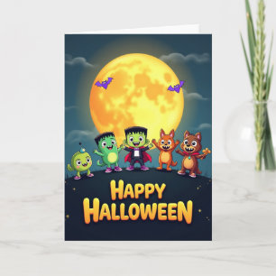 Cartão de Monstros Feliz Halloween
