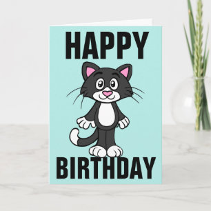 CARTÃO DE MORTE DE ANIVERSÁRIO DE ARTE DE GATO