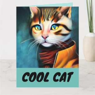 CARTÃO DE MORTE DE ANIVERSÁRIO DE ARTE DE GATO leg