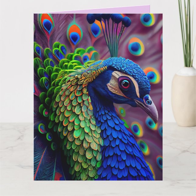 CARTÃO DE MORTE DE ANIVERSÁRIO DE PEACOCK ART BIG (Frente)