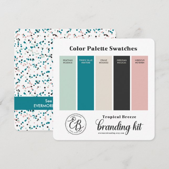 Cartão de Mostruário de Paleta de Cores Verde Ment (Frente/Verso)