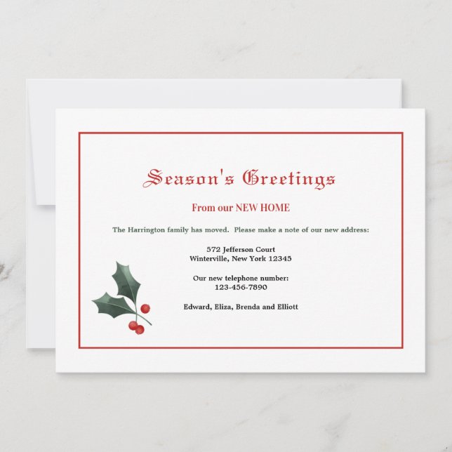 Cartão de movimento festivo Holly Holiday (Frente)